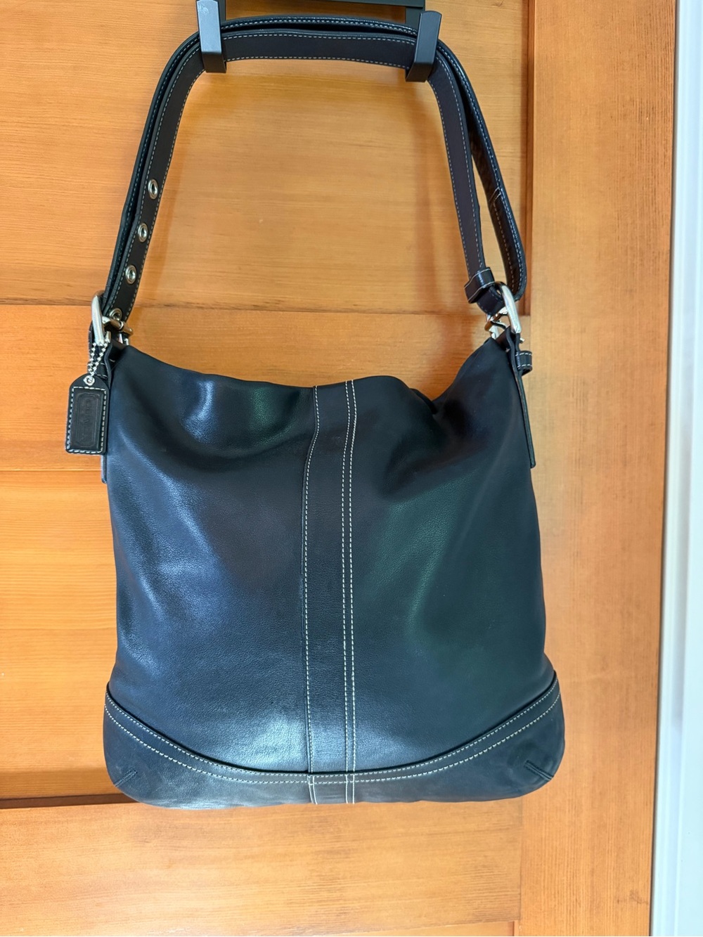Coach F10937 Soho Slim Duffle Black Leather Shoulder Bag